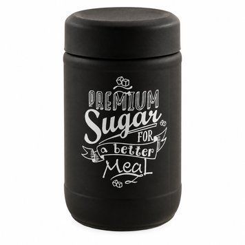 Банка скляна для сипучих продуктів Interos з кришкою та малюнком 660 мл, чорна Sugar 88644 фото