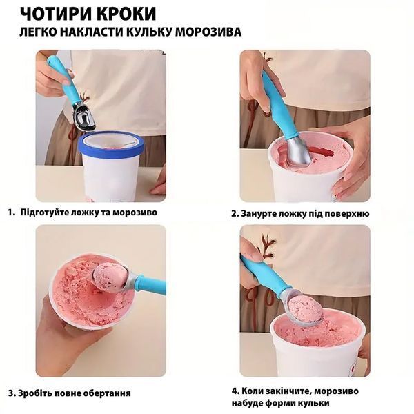 Ложка с силиконовой ручкой для мороженого, бисквитного теста, замороженного йогурта 18 см  87553 фото