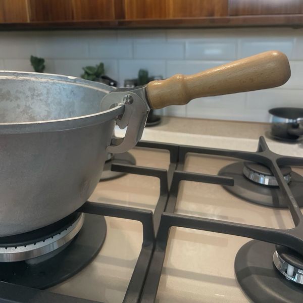 Держатель съемная ручка для сковороды и котла чапельник из нержавеющей стали с деревянной ручкой 86346 фото