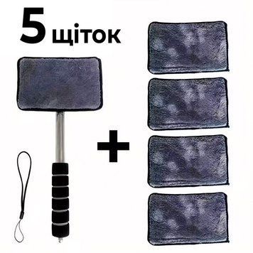 Набір із 5 щіток для миття автомобільних вікон зі змінними мікрофібровими насадками та телескопічною ручкою 88196 фото