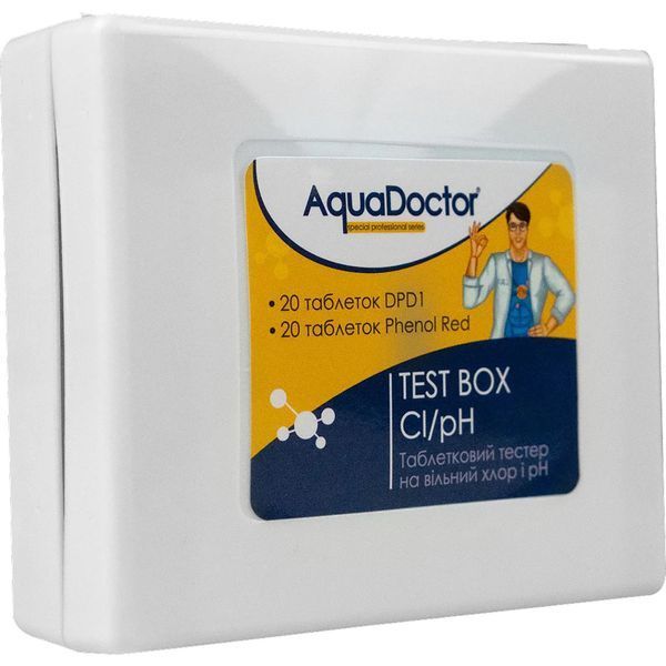 Тестер для басейну AquaDoctor Box таблетковий Cl/pH, 20 тестів 88569 фото