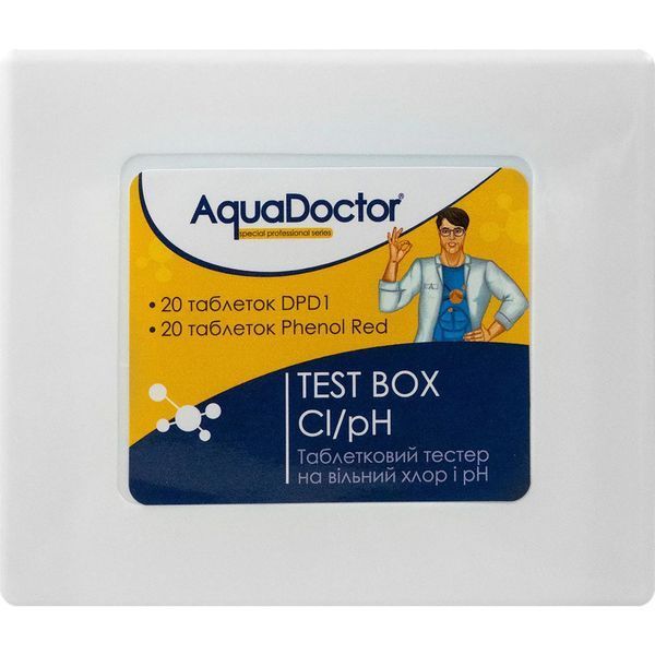 Тестер для басейну AquaDoctor Box таблетковий Cl/pH, 20 тестів 88569 фото