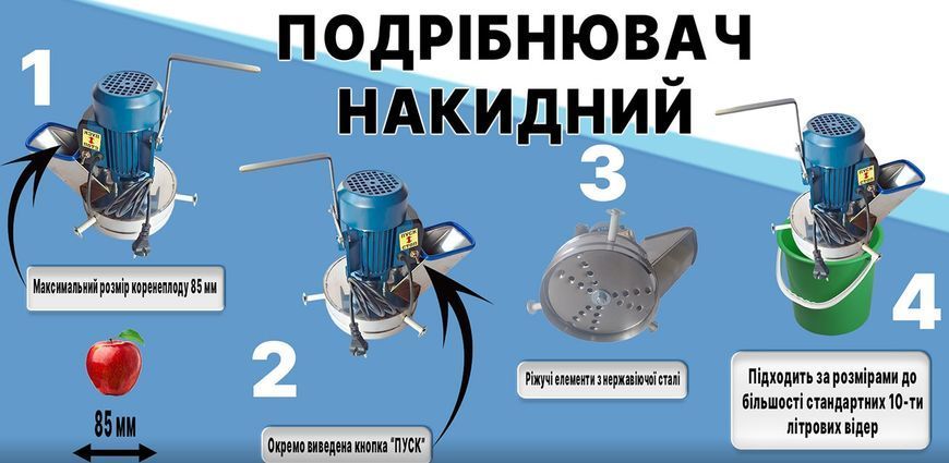 Измельчитель &laquo;Накидной&raquo; электрический корморезка для корнеплодов, овощей фруктов (200 кг/час) нож из нержавеющей стали 88428 фото