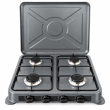 Таганок газовый настольный плита Vilgrand VGP-4041 на 4 конфорки с крышкой, 4 &times; 2,1 кВт, серая 88675 фото