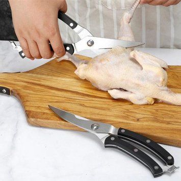 Кухонные ножницы секатор для мяса птицы и рыбы с фиксатором 25 см 86401 фото