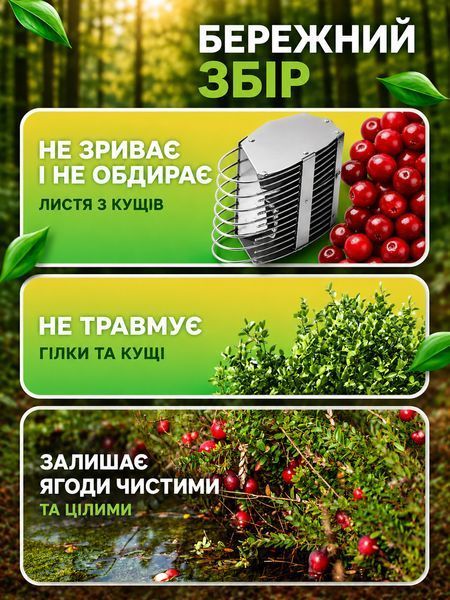 Набір з 2 гребінок комбайнів для збору ягід чорниці (афіни), брусниці, шипшини, лохини та журавлини 88577 фото