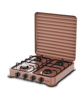 Настільна газова плита ViLgrand VGP-4042 Brown з кришкою на 4 конфорки 88099 фото