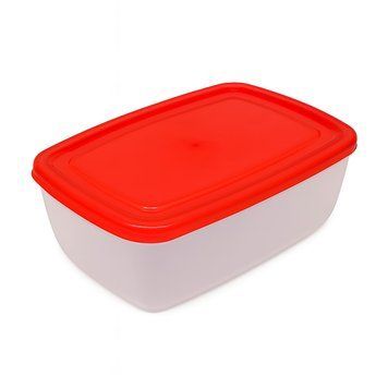 Контейнер судок лоток харчовий із кольоровою кришкою 1.5 л 20&times;15&times;8 см Червоний 87879 фото