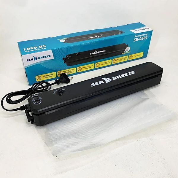 Вакуумный упаковщик для пищевых продуктов SeaBreeze SB-0501 домашний автоматический вакууматор + 10 пакетов в комплекте 88301 фото