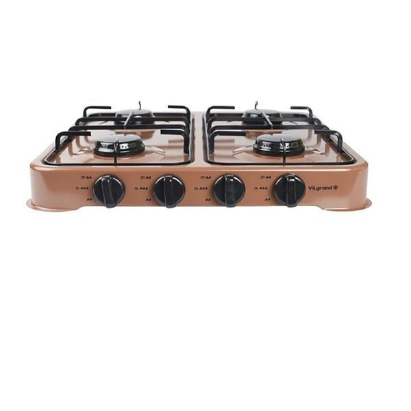 Настольная газовая плита ViLgrand VGP-4042 Brown с крышкой на 4 конфорки 88099 фото
