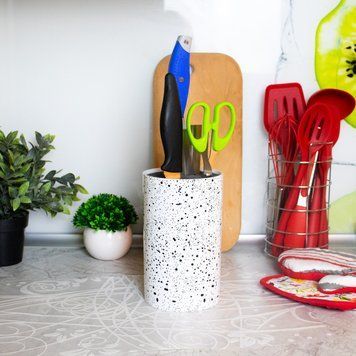 Подставка для ножей с наполнителем из волокна универсальная Granite Knife Holder Белый 85717 фото