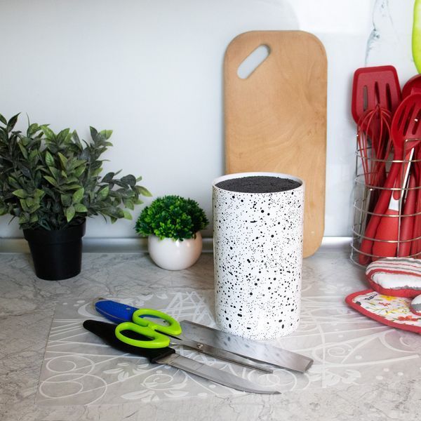 Подставка для ножей с наполнителем из волокна универсальная Granite Knife Holder Белый 85717 фото