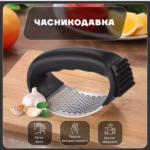 Пресс для чеснока из нержавеющей стали с пластиковой ручкой чесночница с молотком для отбивания мяса 2-в-1 86852 фото