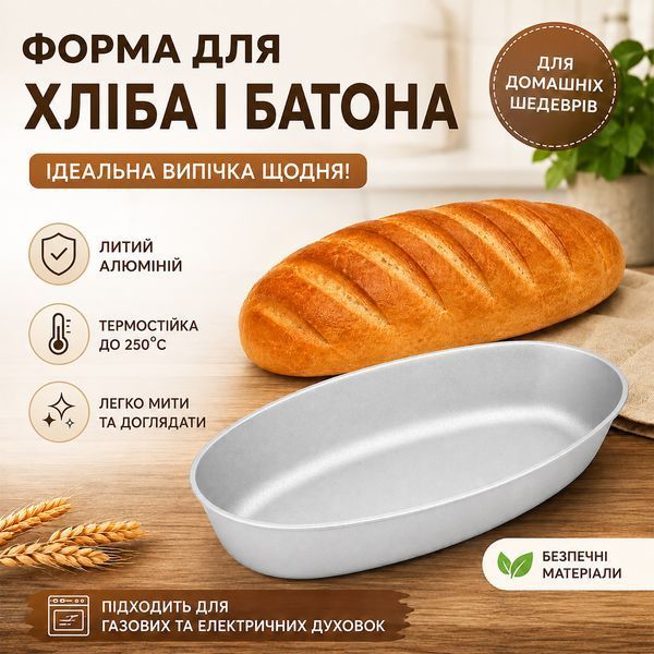 Набір форм для випічки з литого алюмінію: хліба Л7 &laquo;Цеглинка&raquo;, батона &laquo;Кам'янецька&raquo;, піци та коржів, 3 шт. 88533 фото