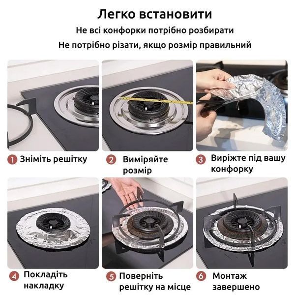 Набор из 5 защитных накладок круглых антипригарных на плиту из алюминиевой фольги фольга для газовых плит 85281 фото